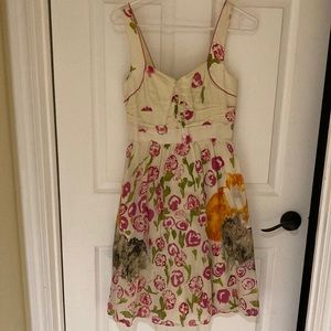 Anthropologie Eloise cat and flower print dress